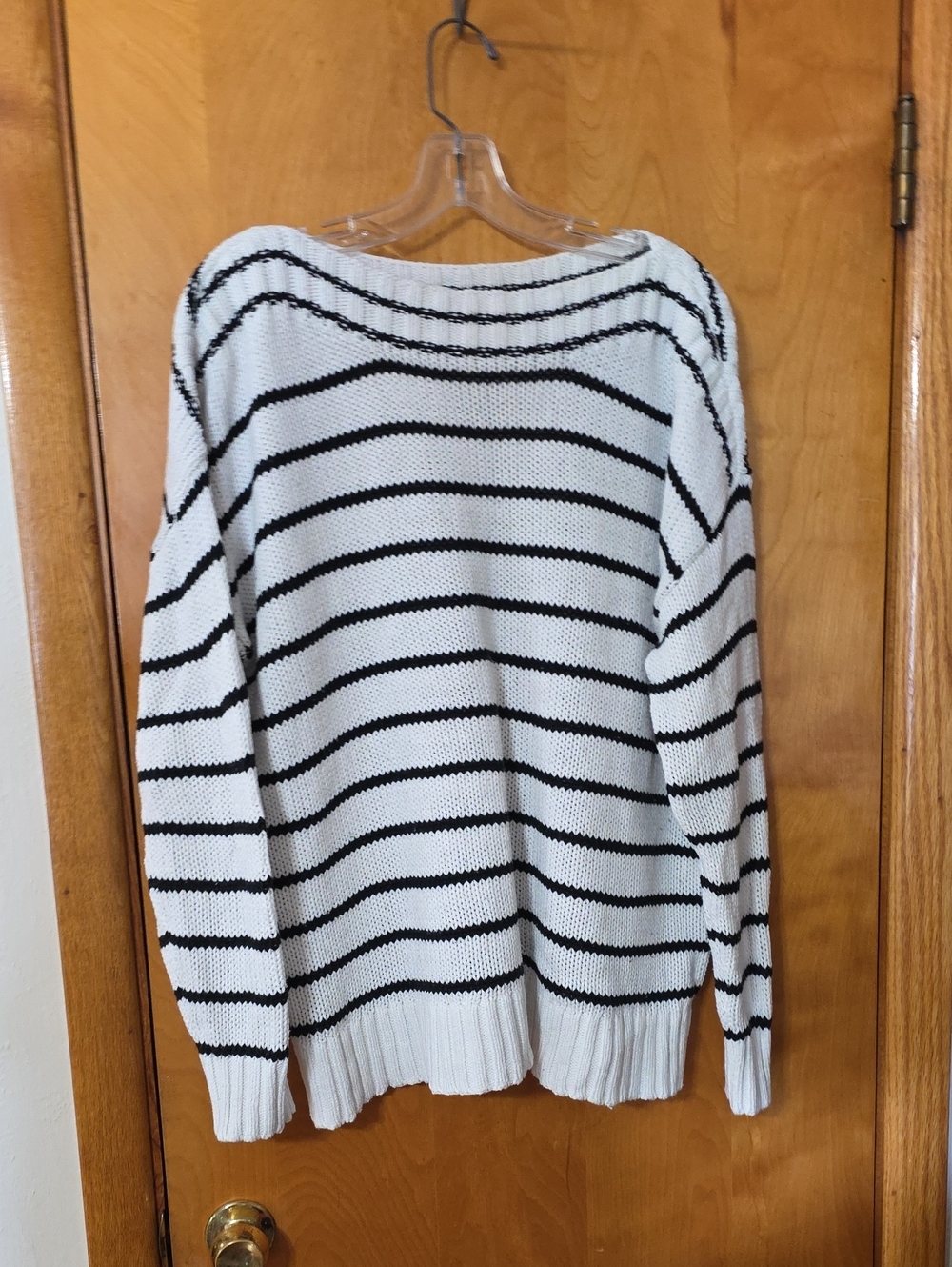 Sonoma Black & White Striped Boat Neck Sweater